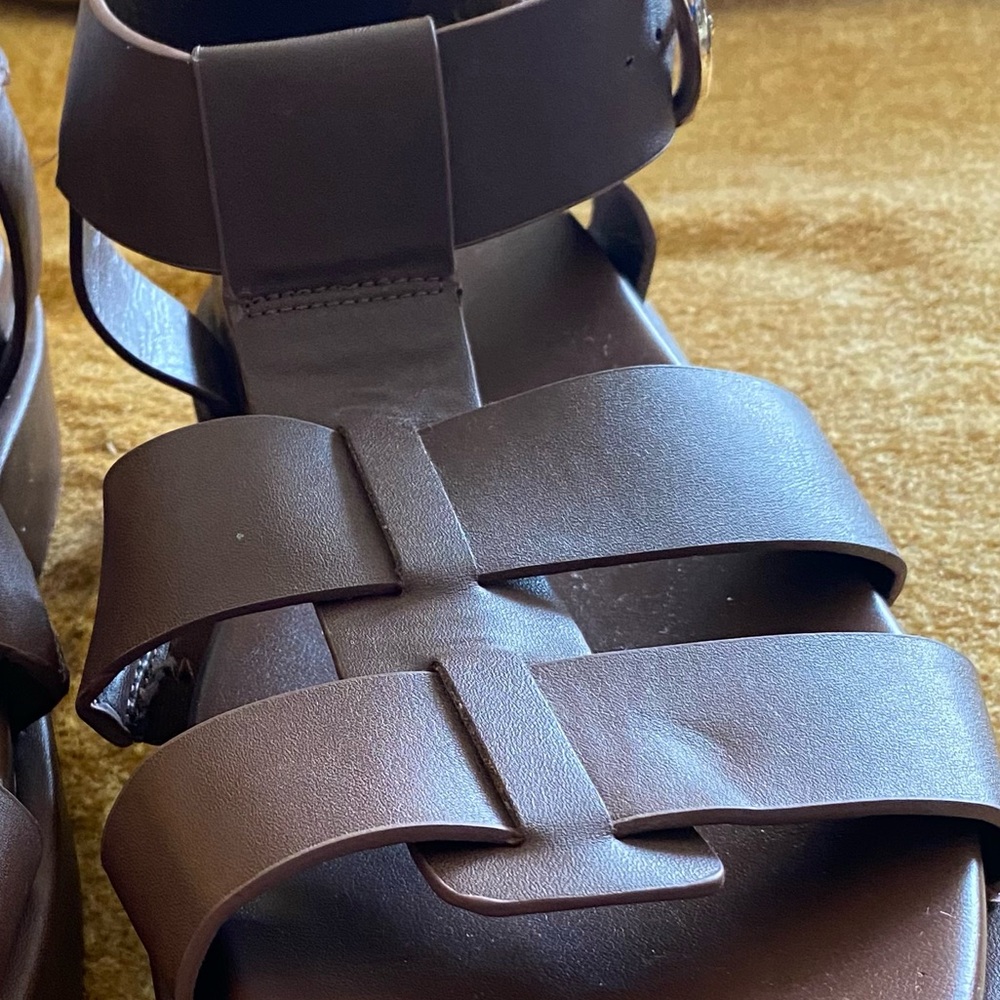 Grunge 90’s Torrid Brown Flatform Gladiator Fisherman Sandals, Size 10 X Wide - Picture 12 of 12